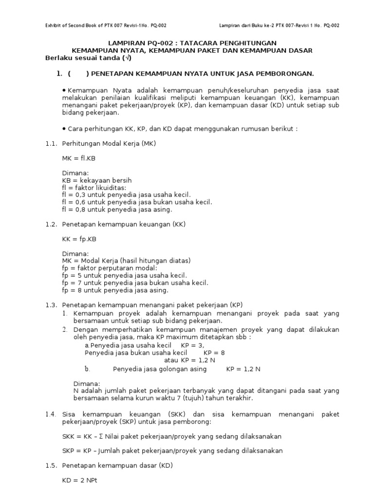 Form 2 1 Tatacara Perhitungan Kemampuan Perusahaan