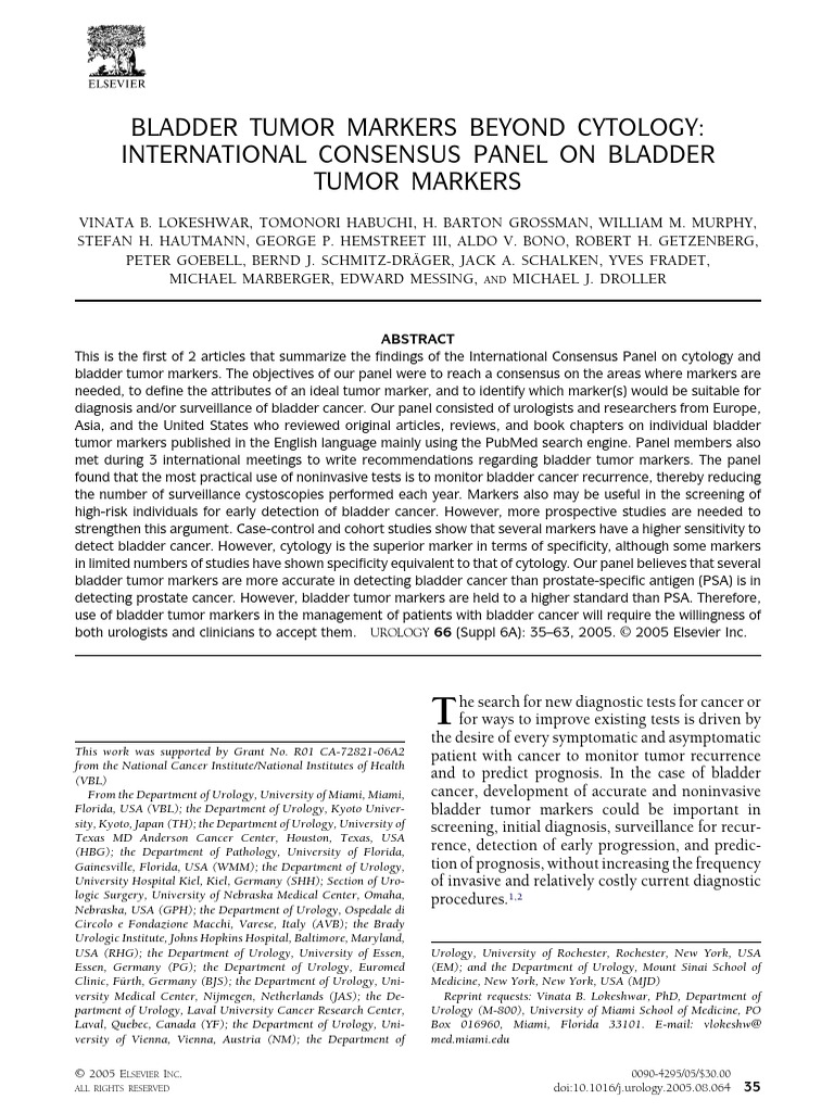 Bladder Tumor Markers Beyond Cytology In Pdf Pdf Biomarker