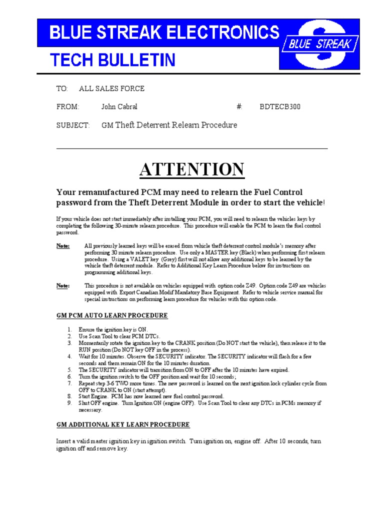 Attention Theft Deterrent Relearn Procedure PDF Components