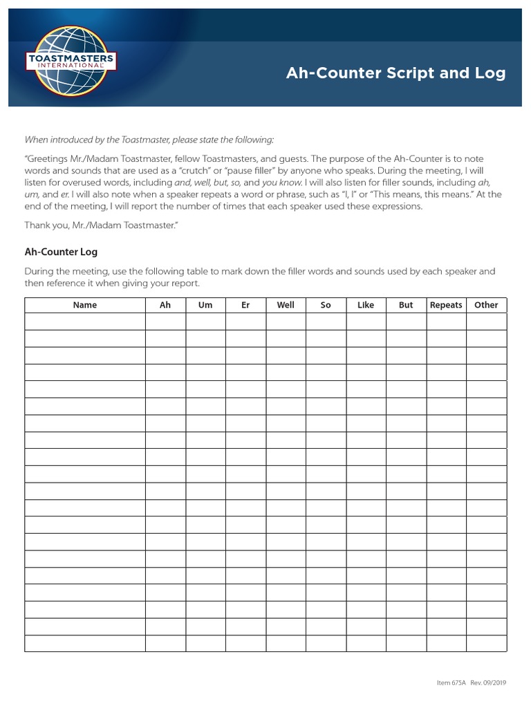 Toastmasters Timer Script