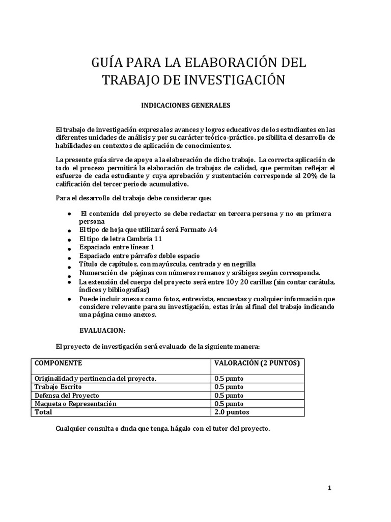 Guía para Elaborar un Trabajo de Investigación | PDF | Hipótesis | Teoría