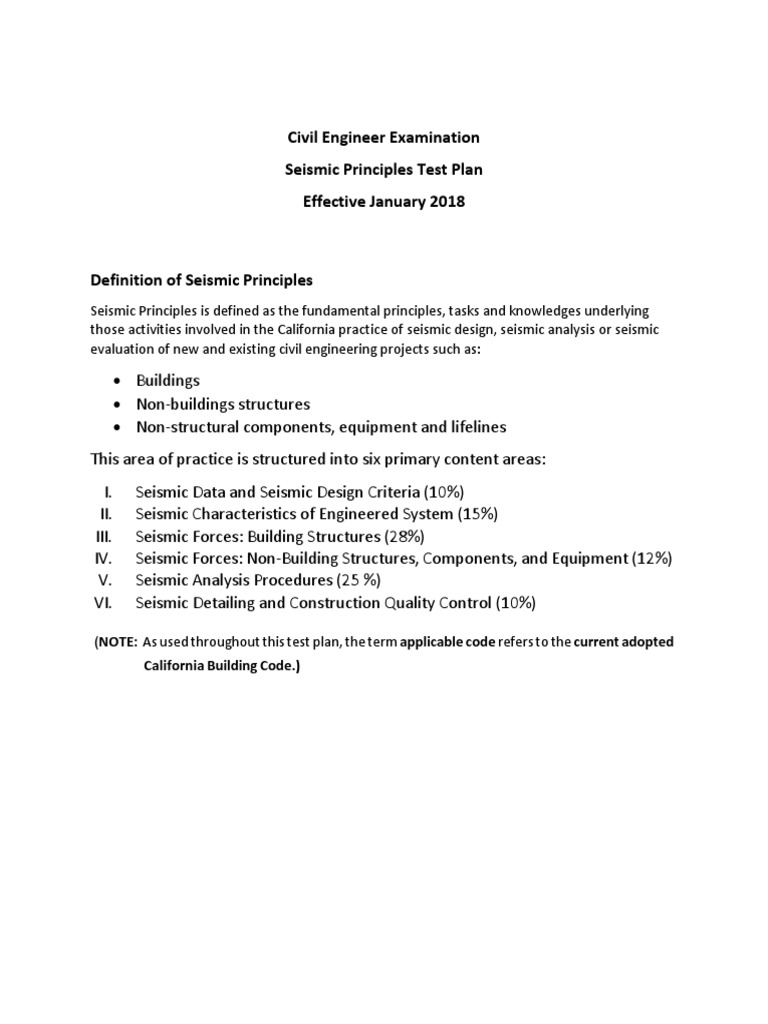 2018 Civil Seismic Test Plan | PDF | Earthquake Engineering | Stiffness