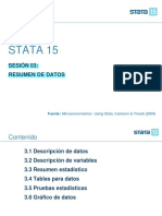Stata 15: Sesión 03: Resumen de Datos