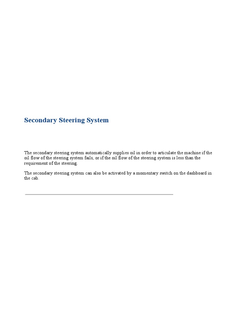 Secondary Steering System Overview | PDF | Valve | Pump