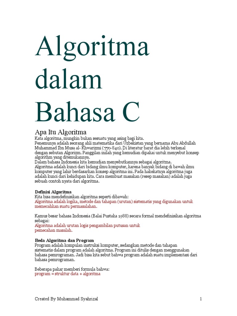 Adoc - Pub - Algoritma Dalam Bahasa C PDF | PDF | Karier & Perkembangan ...