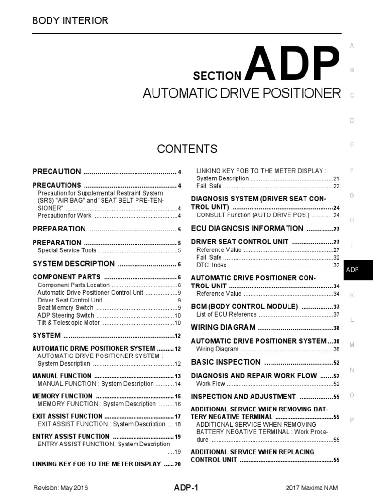 Automatic Drive Positioner: Section | PDF | Airbag | Seat Belt