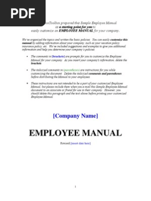 Employee Manual Sample