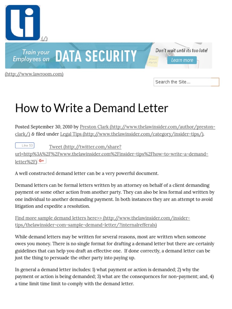 Writing Effective Demand Letters | PDF | Debt | Loans