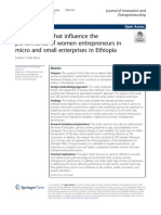 Determinants That Influence The Performance of Women Entrepreneurs in Micro and Small Enterprises in Ethiopia
