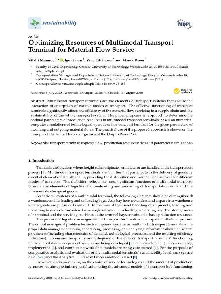 Optimizing Resources of Multimodal Transport Terminal For Material Flow ...