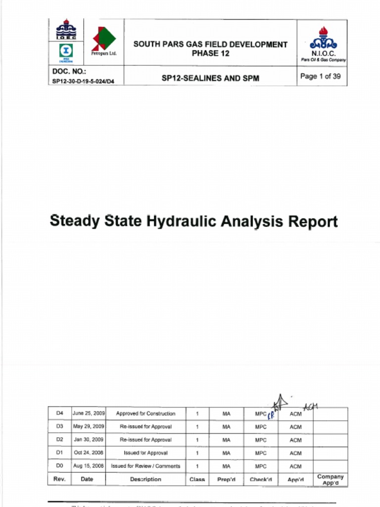 Steady State Hydraulic Analysis Report | PDF | Pipeline Transport ...