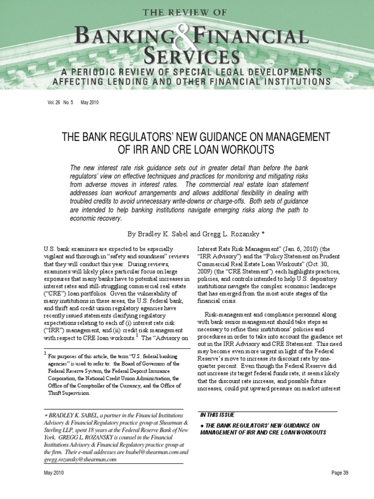 FIA 061010 the Bank Regulators New Guidance Derivative (Finance) Banks