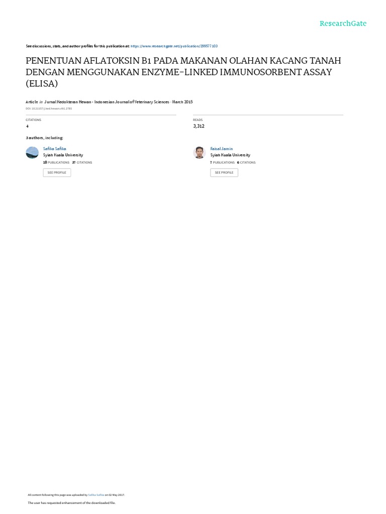 Penentuan Aflatoksin B1 Pada Makanan Olahan Kacang PDF | PDF ...