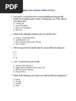 Multiple Choice Questions of Microsoft Excel