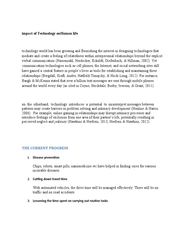 Impact of Technology Onhuman Life | PDF | Automation | Classroom