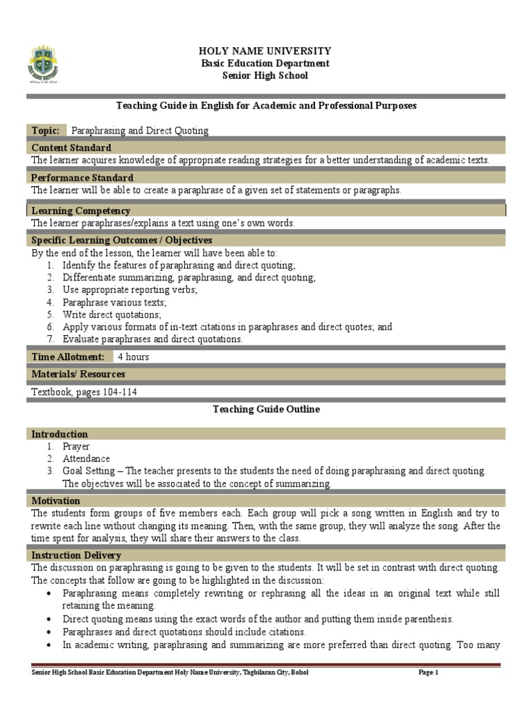 Lesson 6 Teaching Guide Pdf English Language Learning