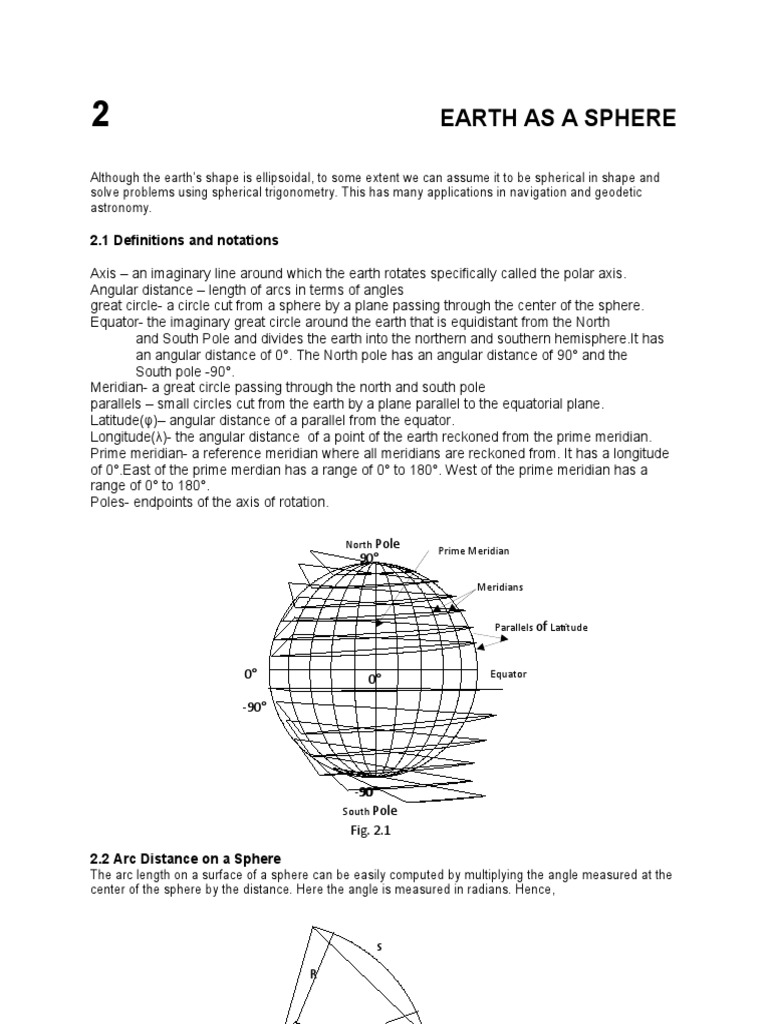 Earth As A Sphere: 2.1 Definitions and Notations | Download Free PDF ...