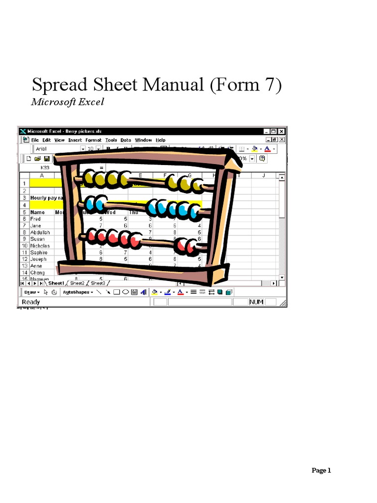 Spread Sheet Manual (Form 7) : Microsoft Excel | PDF | Interest ...