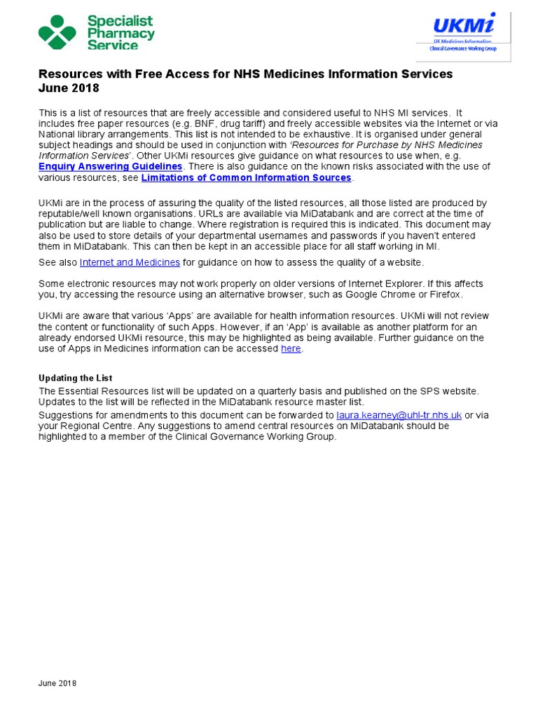 NHS Medicines Info: Free Resources | PDF | National Health Service ...