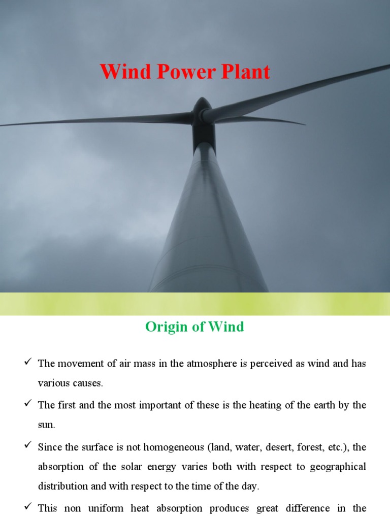 Wind Power Plant Overview and Mechanics | PDF | Wind Turbine | Wind Power