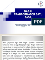 Bab Iii Tranformator Satu Fasa: Program Studi Teknik Elektro Sekolah Tinggi Teknik - PLN Jakarta