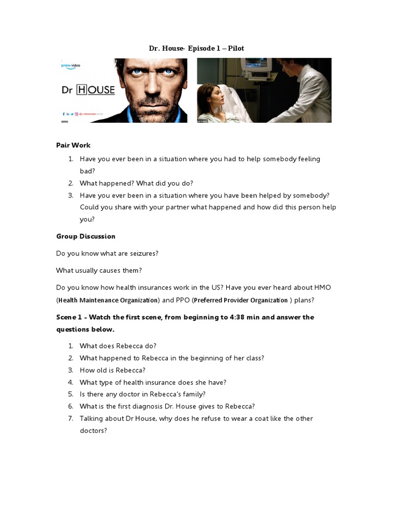 DR House Episode 1 PDF Health Maintenance Organization Stroke