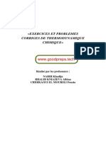 Exercices Et Problemes Corriges de Thermodynamique Chimique PDF