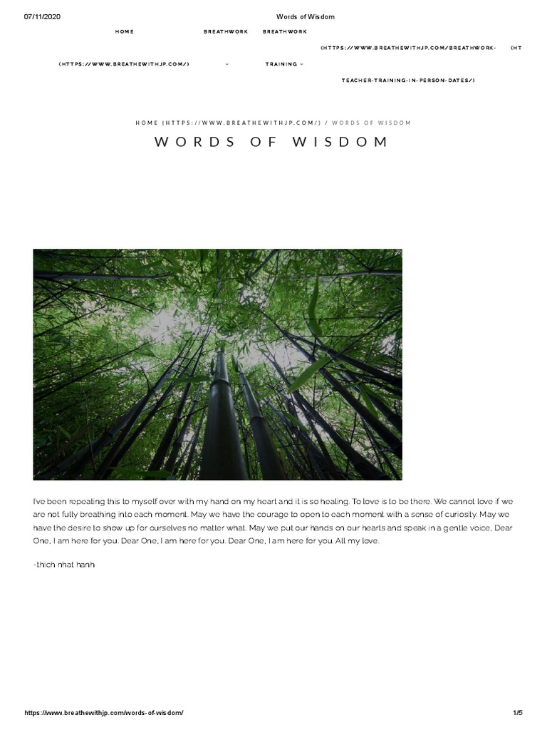 Words of Wisdom: Home Breathwork Breathwork (H T | PDF | Reason | Love