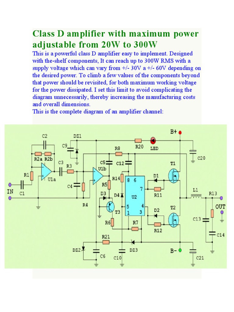 300W Class D Amplifier Schematic Design | PDF | Amplifier | Electronic ...