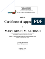 Certificate of Appreciation - Parents