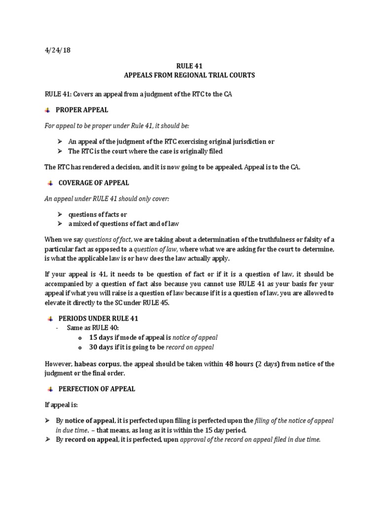 Civpro 39 - April 24, 2018 - Rule 41 & 42 | PDF | Brief (Law ...