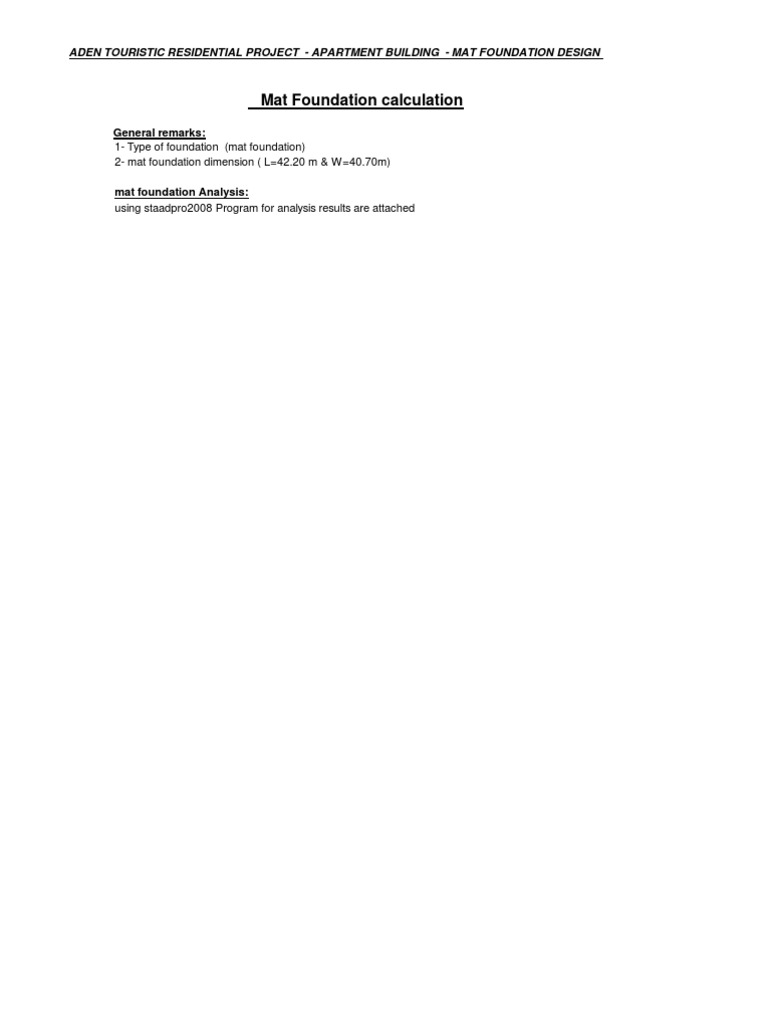 Mat Foundation Design for Aden Project | PDF | Geotechnical Engineering ...