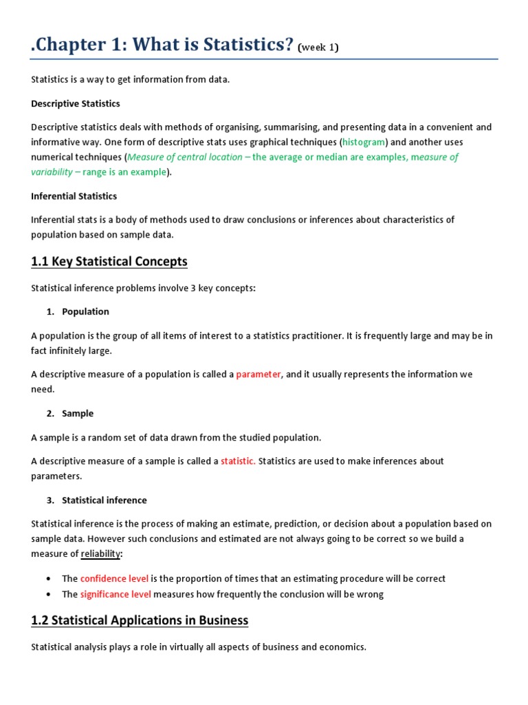 Introduction to Statistics Concepts | PDF | Sampling (Statistics ...
