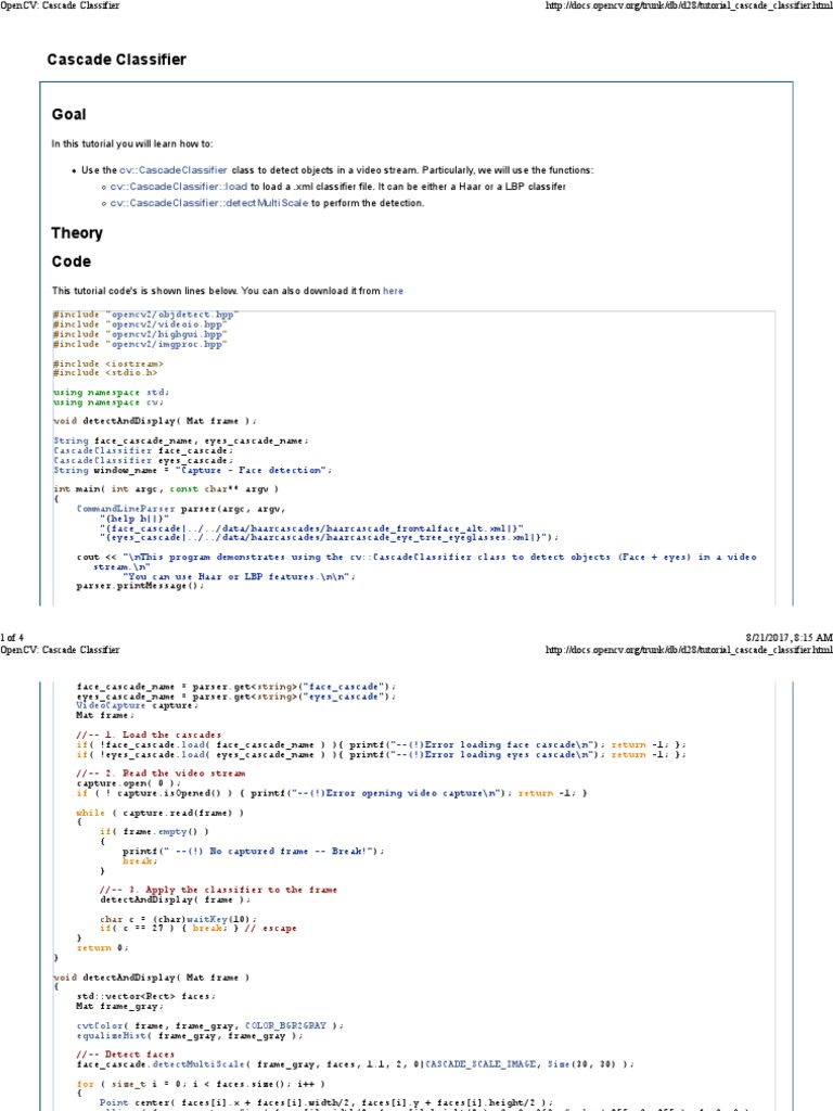 OpenCV - Cascade Classifier | PDF | Software Engineering | Computer ...