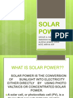 Solar Power: Group A: Yamna Tahir, Ammarah Masood, Aleena Ahmed, Asna Moiz, Mirha Asif