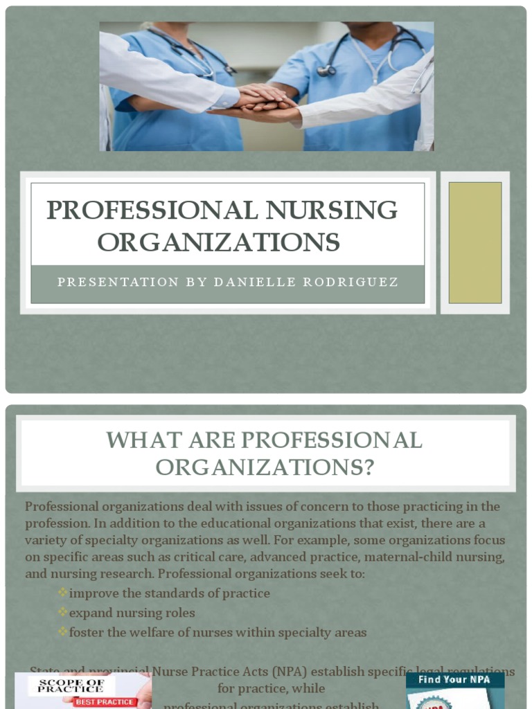 Overview of Nursing Professional Organizations | PDF | Nursing | Health ...