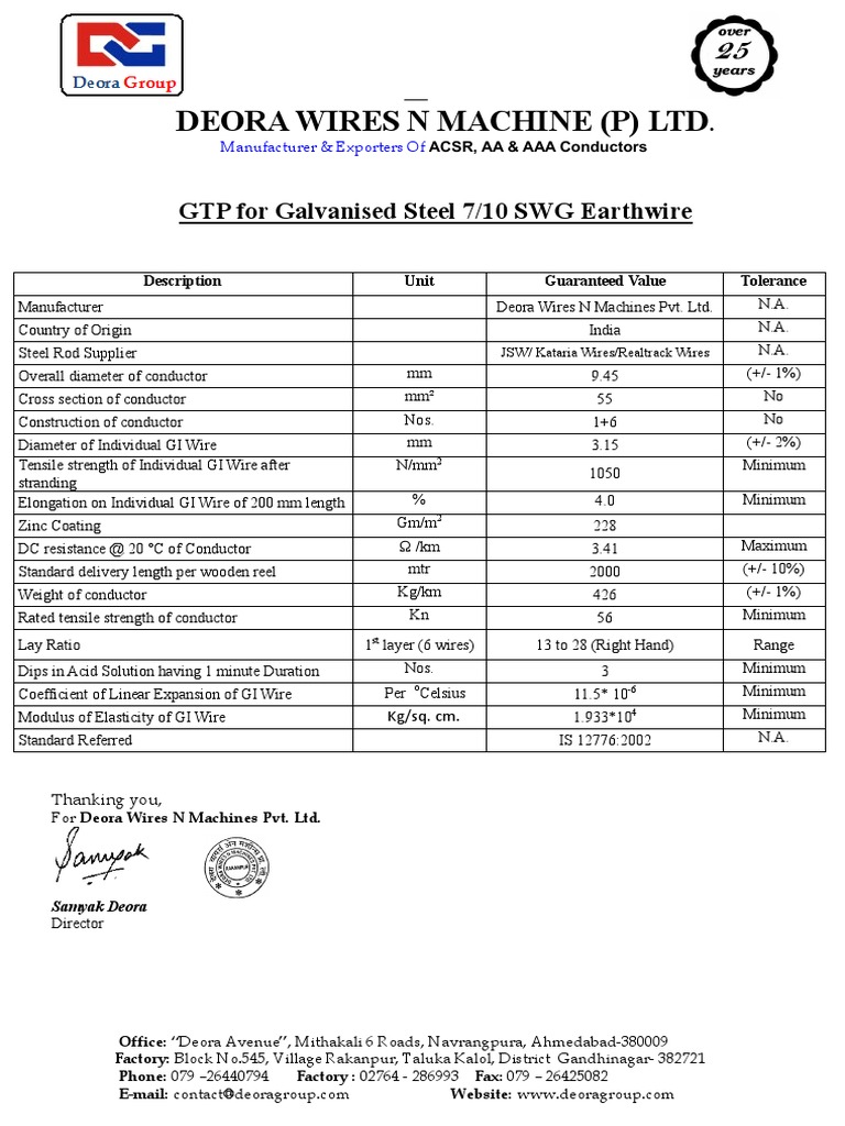 7-10 SWG Earthwire GTP PDF | PDF | Wire | Electrical Conductor