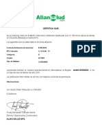 Certificado Alian Salud