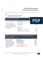 Course - Technical - Innovation - Detailed Syllabus Schedule