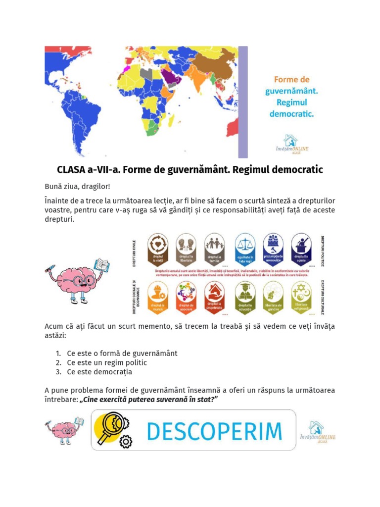S5 - CL VII - Forme de Guvernământ. Regimul Democratic | PDF