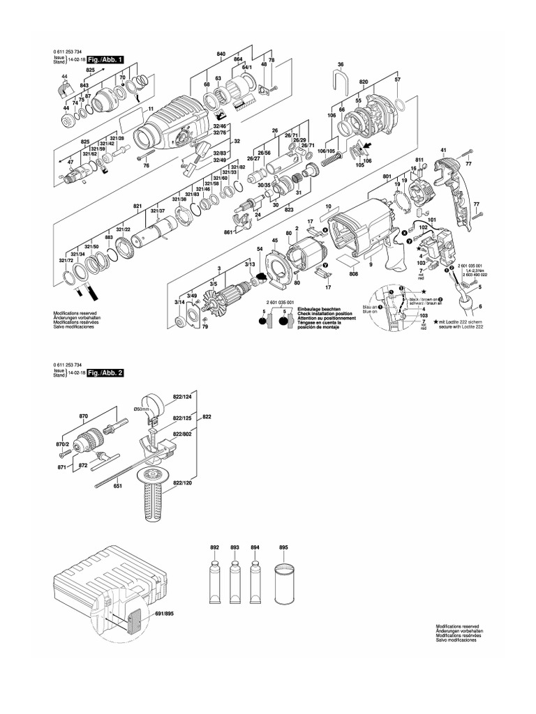 Bosch Rotary Hammer GBH 2 26 DRE 0 611 253 734 Illustrations PDF