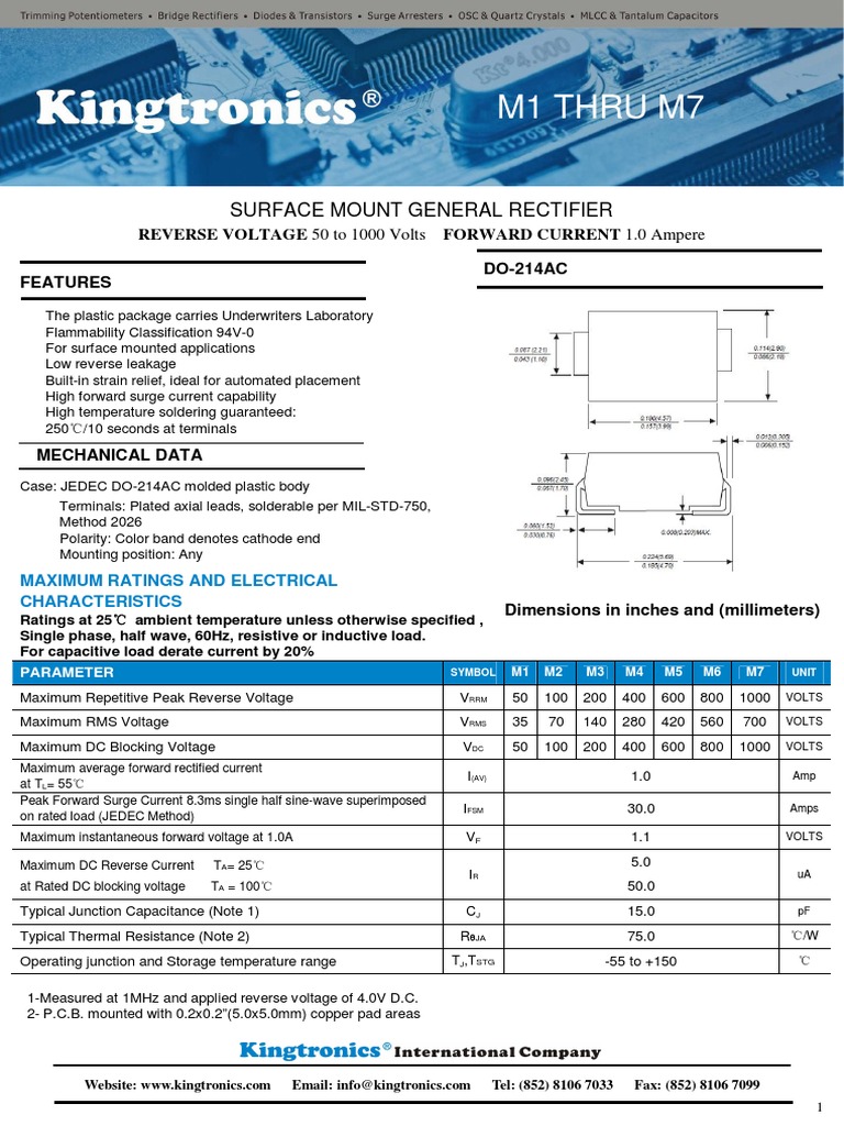 m7 Diode PDF | PDF | Rectifier | Capacitor