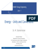 Energy - Units and Conversions: Dr. M. Subramanian