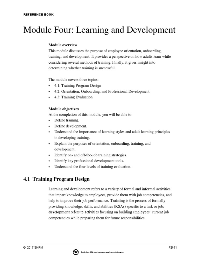 Module Four: Learning and Development | PDF | Learning Styles ...
