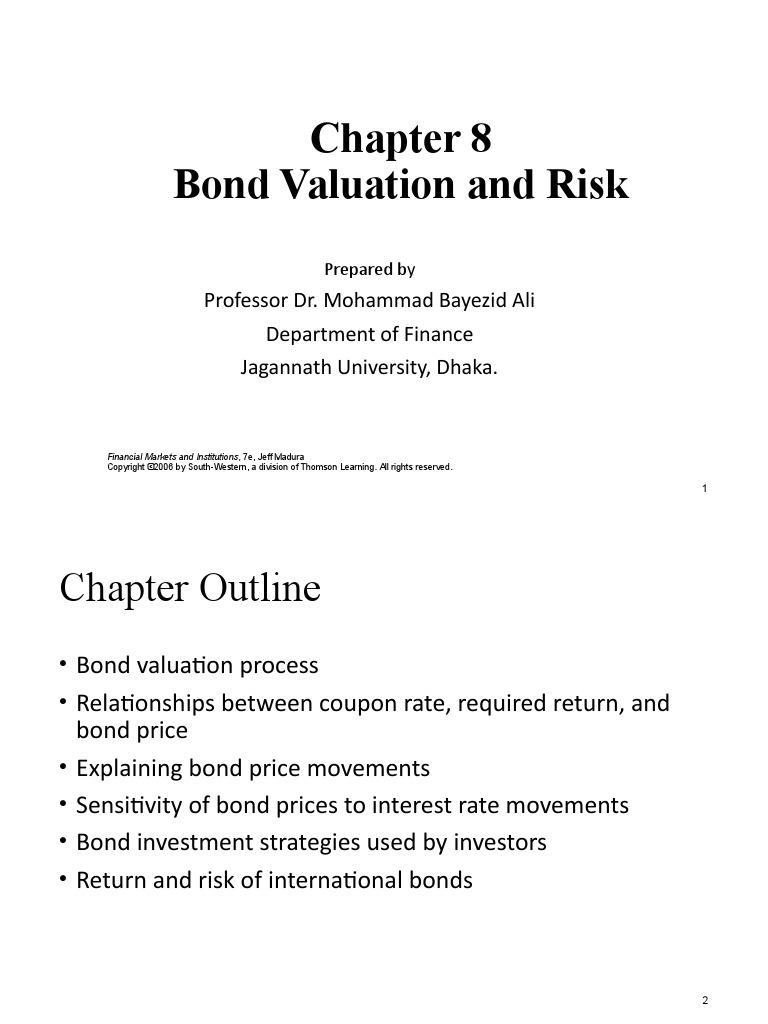 Chap 8 Bond Valuation and Risk | PDF | Bond Duration | Bonds (Finance)