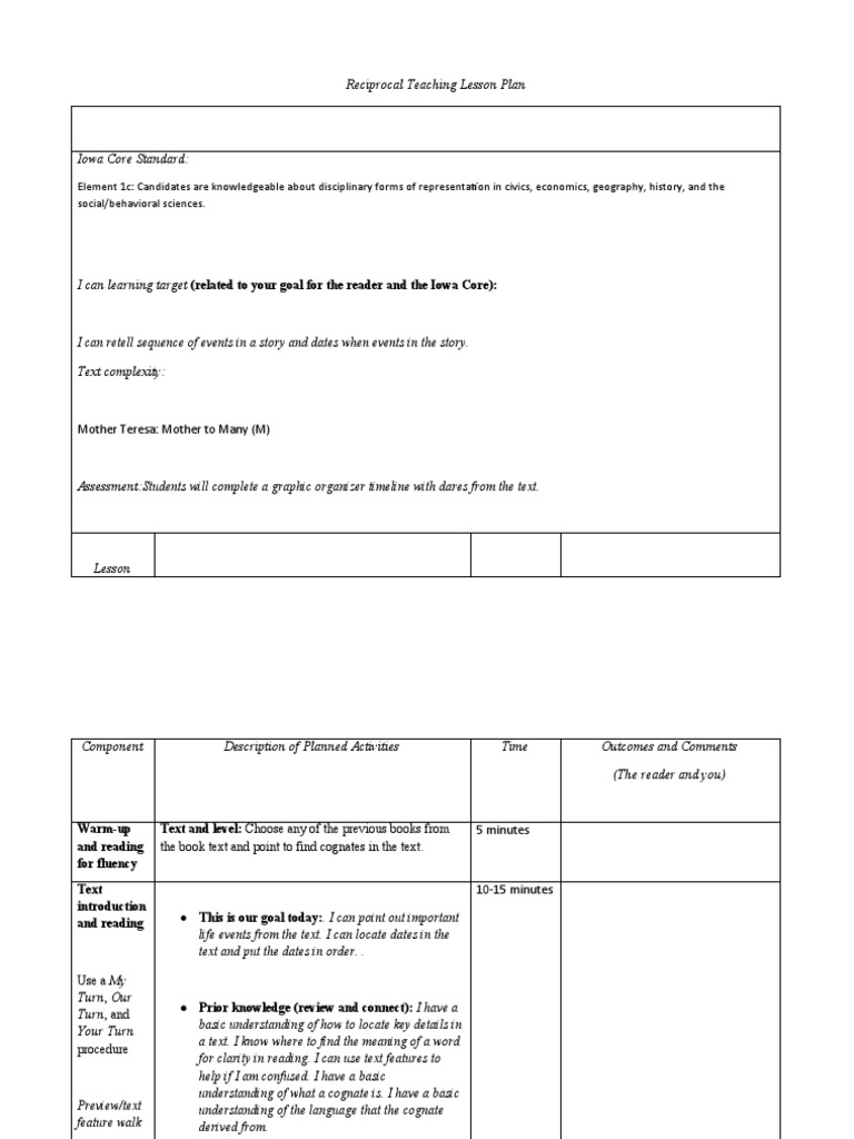 RT Lesson Plan Template 3 | PDF | Lesson Plan | Vocabulary