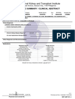 National Kidney and Transplant Institute: Discharge Summary / Clinical Abstract