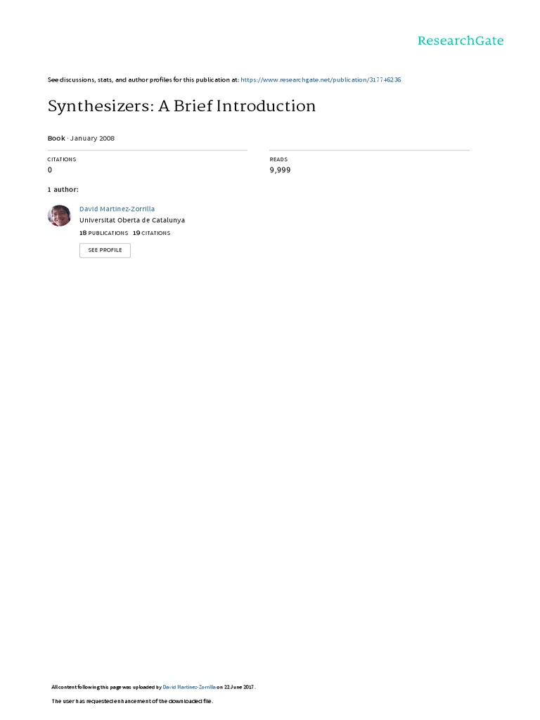 Synthesizers A Brief Introduction PDF Synthesizer Amplitude