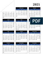 2021 Calendar Dark Blue Portrait PDF