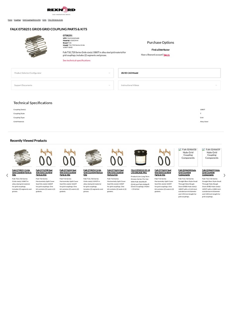 Falk Grids Grid Coupling Parts & Kits - Rexnord | PDF | Tools |  Manufactured Goods